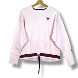 Under Armour Project Rock Sweatshirt Womens Medium Pink Crewneck Pullover Bull